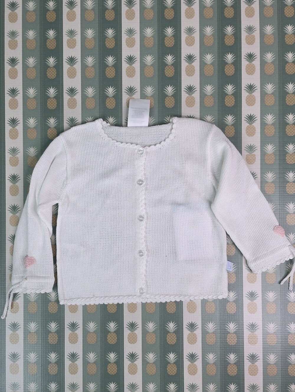 Bella Bliss Heart White Knit Button-Front
